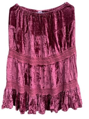 Younique Velvet Tiered Skirt - Wine